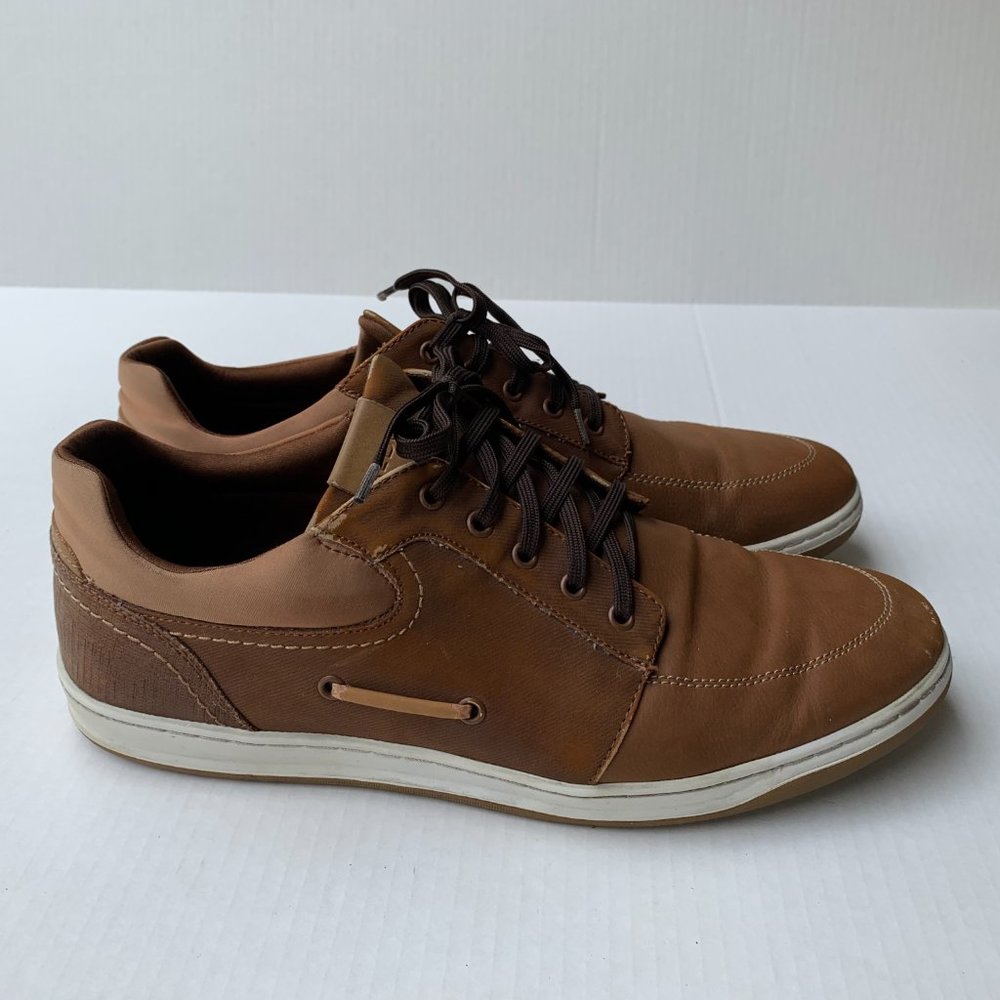 Aldo Men's Brown Leather Low Top Casual Lace Up Sneakers Shoes Size 12